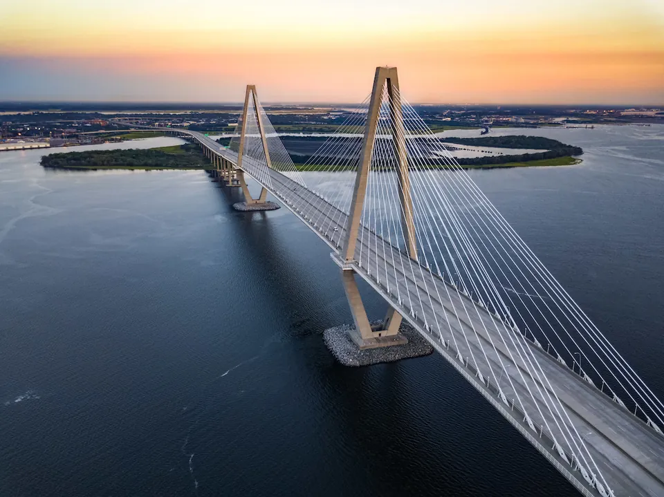 Arthur Ravenel Jr Bridge spanning Cooper River in Charleston SC - iconic Lowcountry landmark