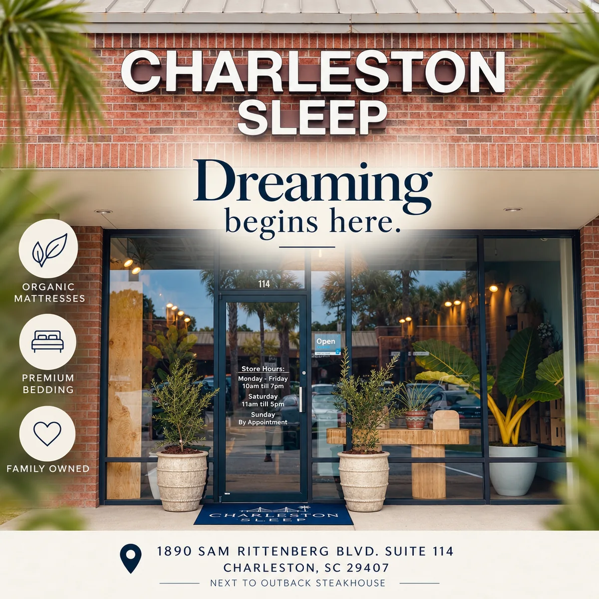 Charleston Sleep storefront at 1890 Sam Rittenberg Boulevard Suite 114 in West Ashley, Charleston, SC